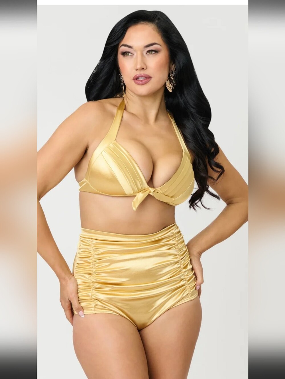 💛Unique Vintage Monroe and Gold Lame Swim Set SZ M